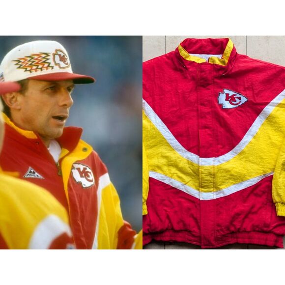 Kansas Chiefs 90s APEX puffer jacket MONTANA L red gold NFL Pro Line vintage - Picture 1 of 13